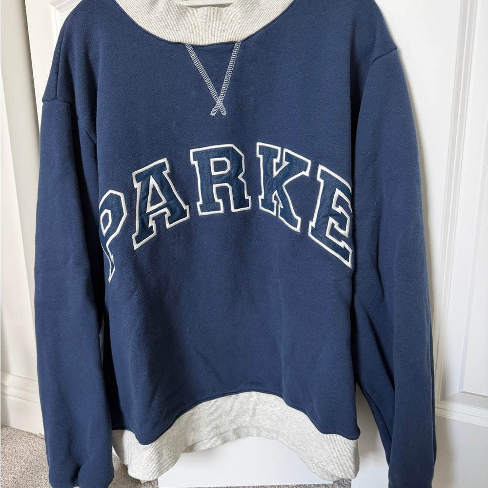 NAVY 'PARKE' Sweatshirt with Heather Trim